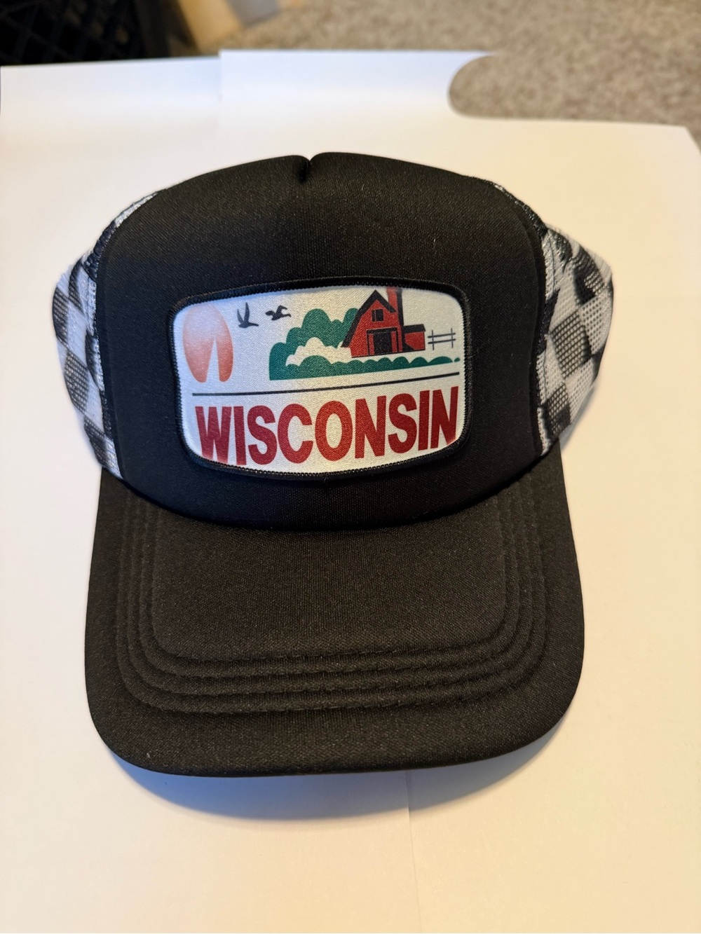 Wisconsin Black Patch Trucker Hat - Unbranded